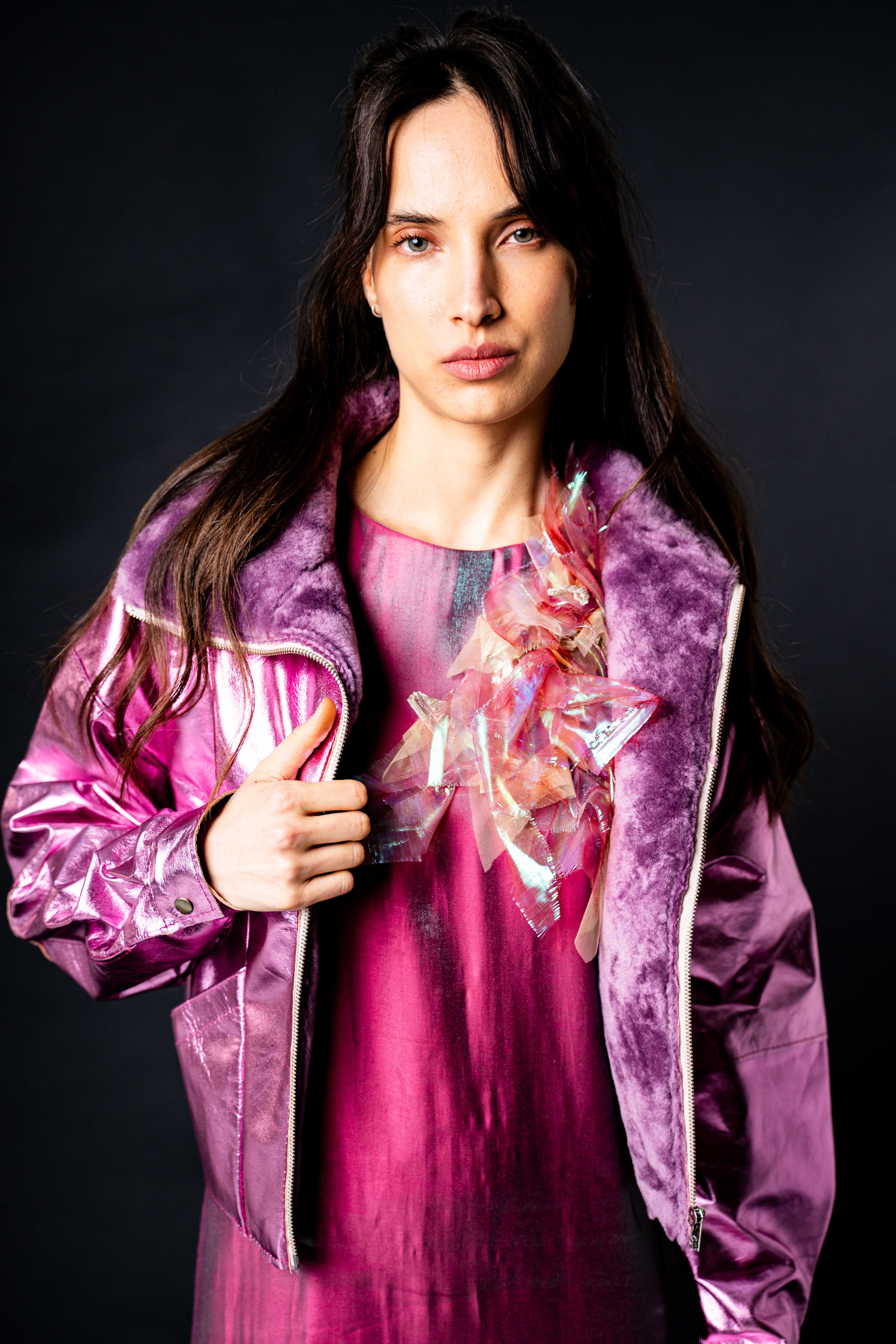 Bomber Jacket Winter Metal Rosado TU