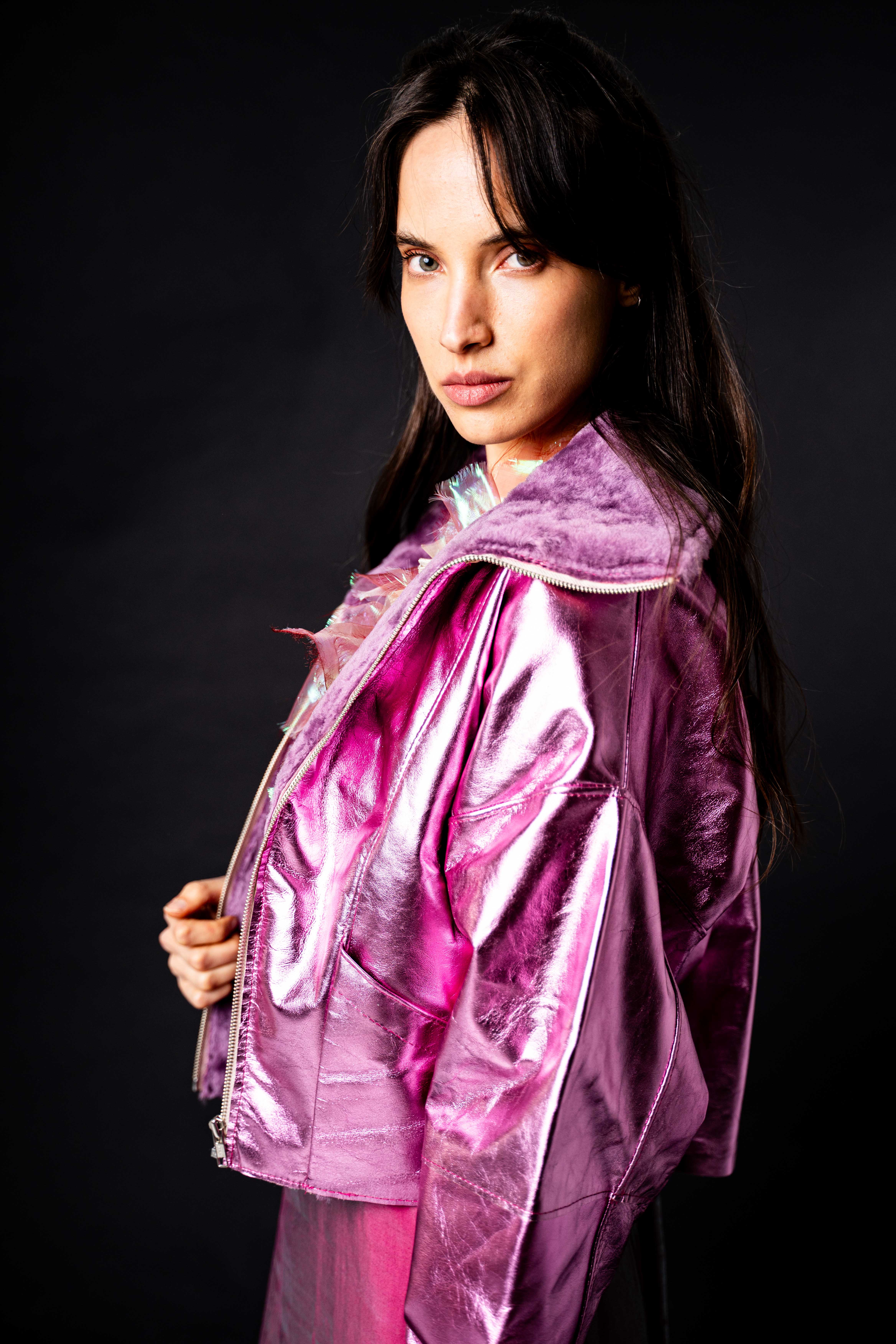 Bomber Jacket Winter Metal Rosado TU